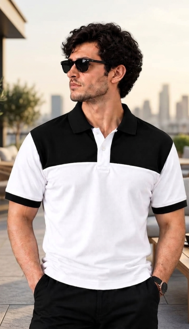 Premium Black-White Duo Polo
