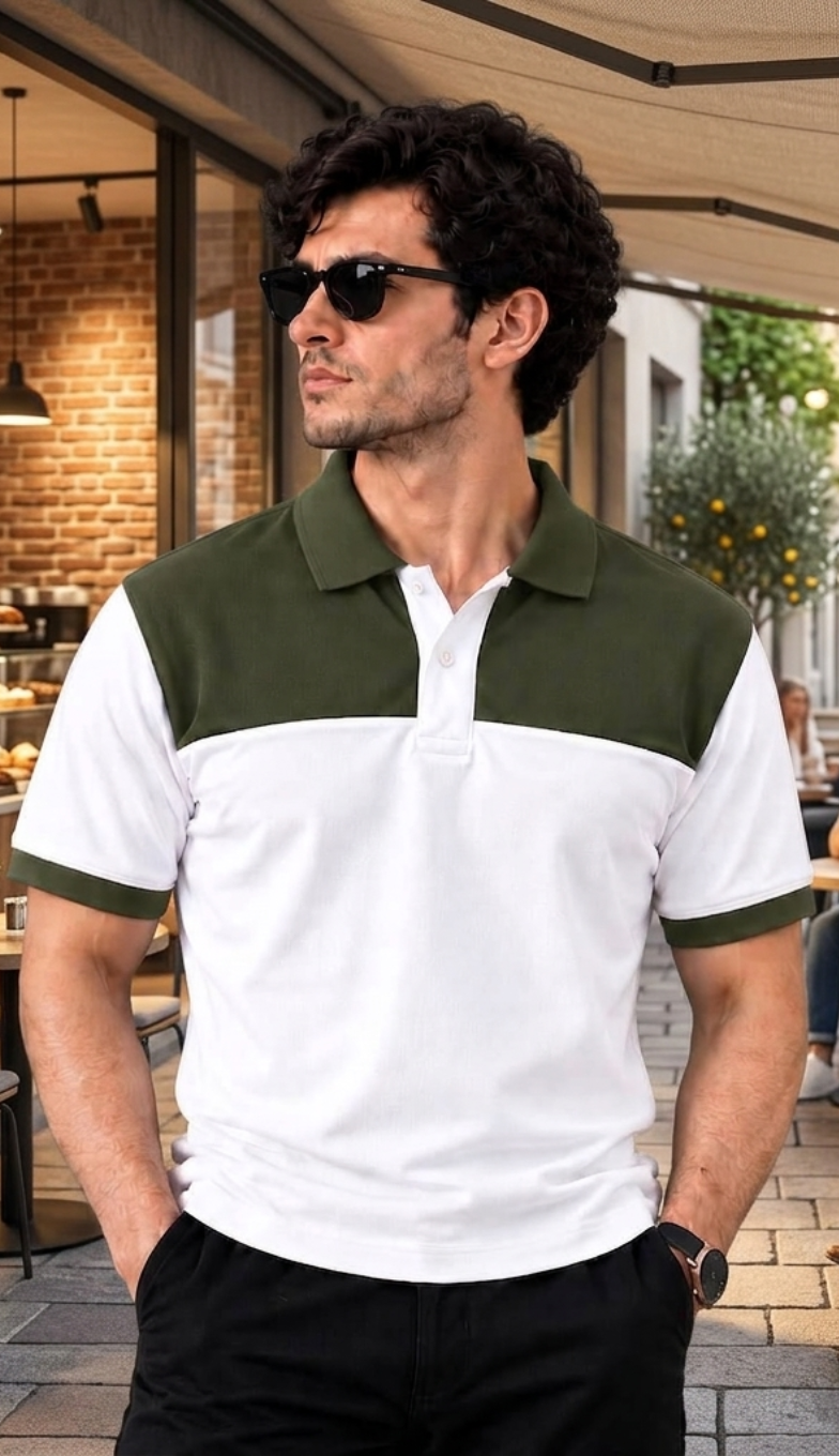 Premium Olive-White Duo Polo