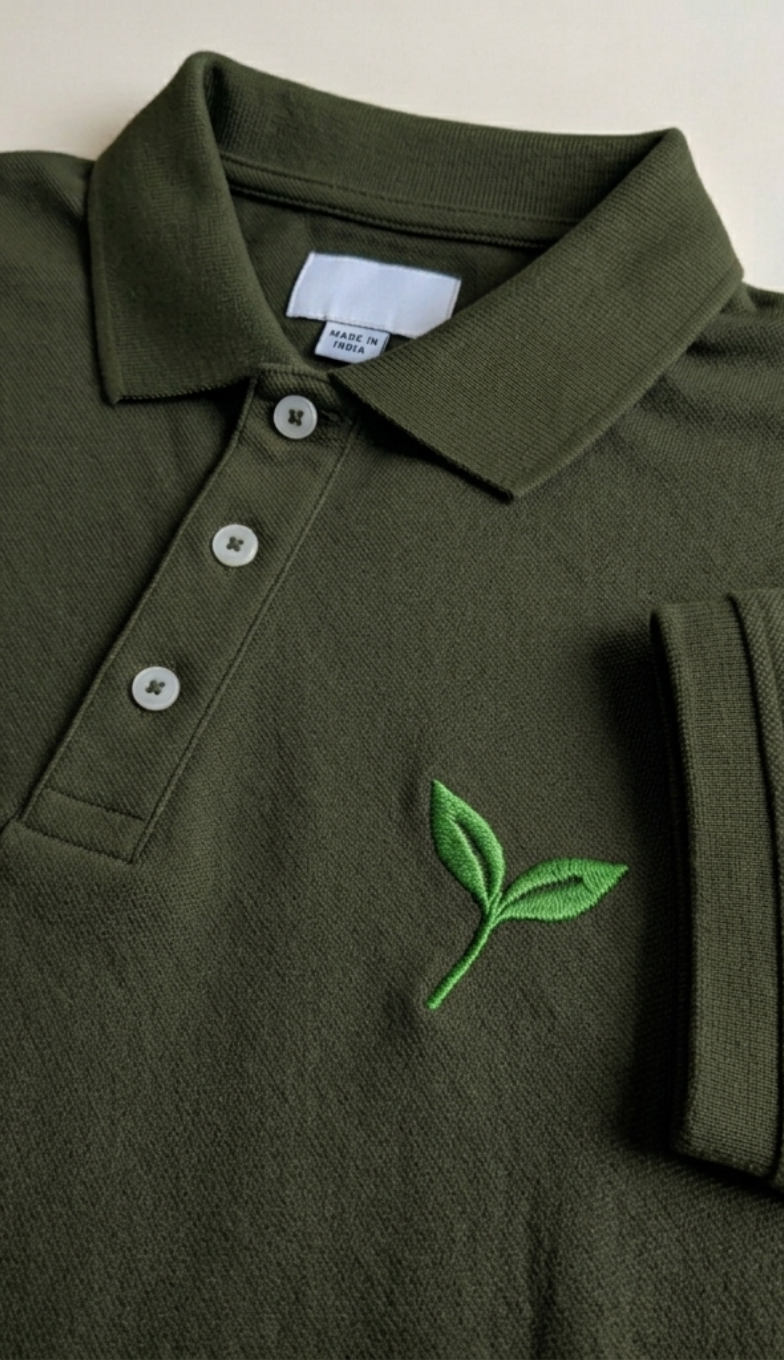 Signature Olive Polo Neck Tee
