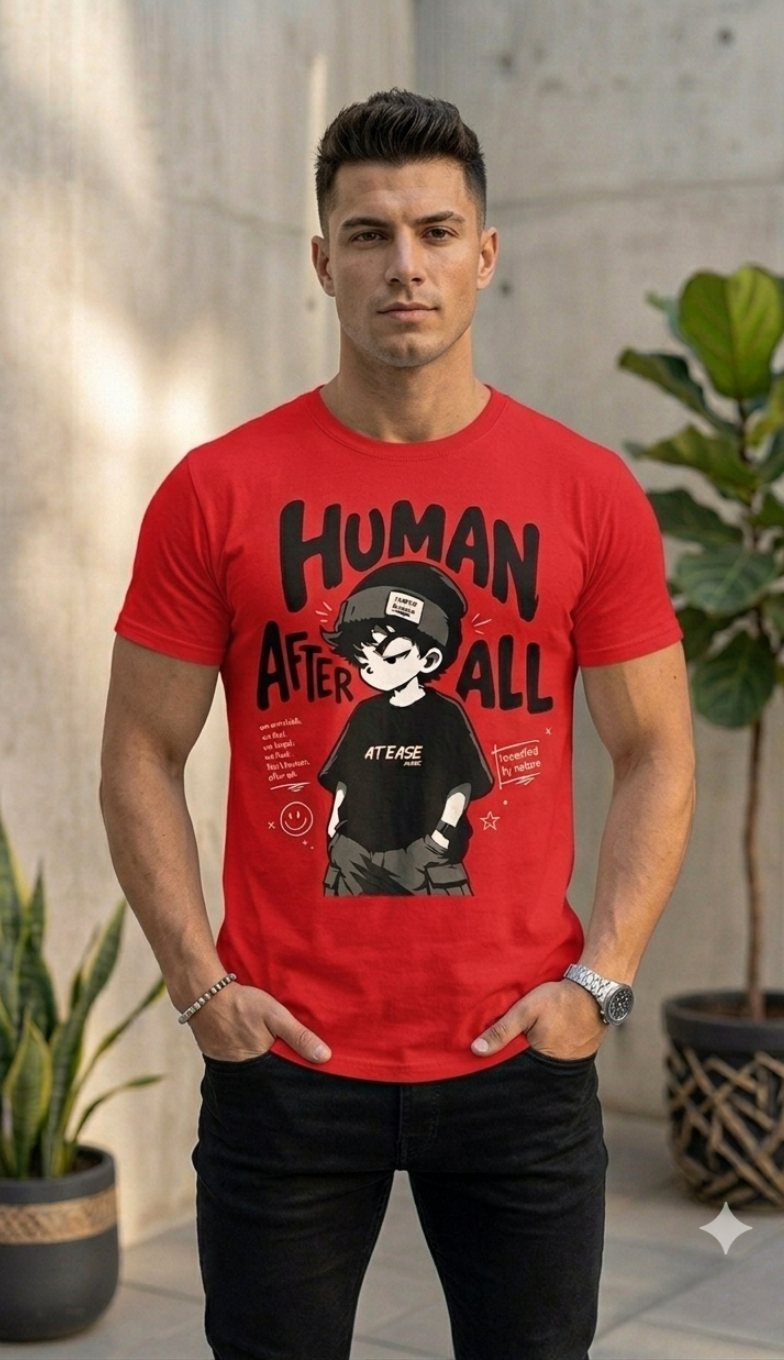 Human After All - Red Unisex Graphic T-Shirt