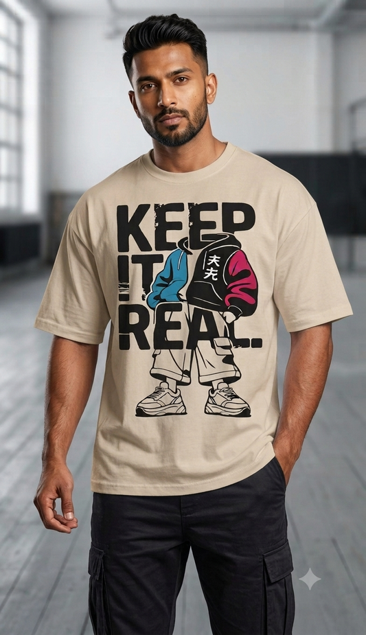 Keep It Real - Beige Unisex Graphic T-Shirt