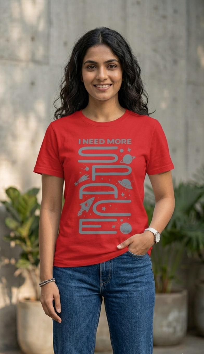 I Need More Space - Red Unisex Graphic T-Shirt