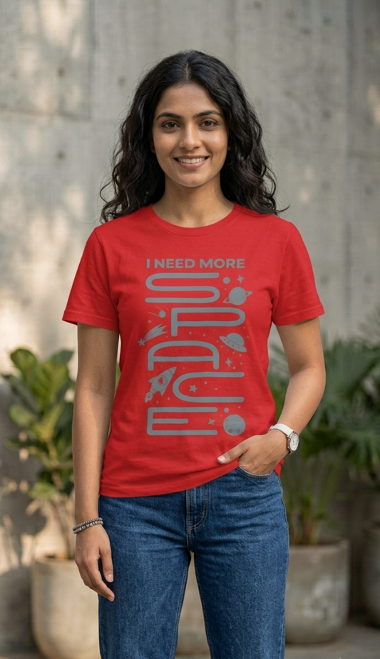 I Need More Space - Red Unisex Graphic T-Shirt