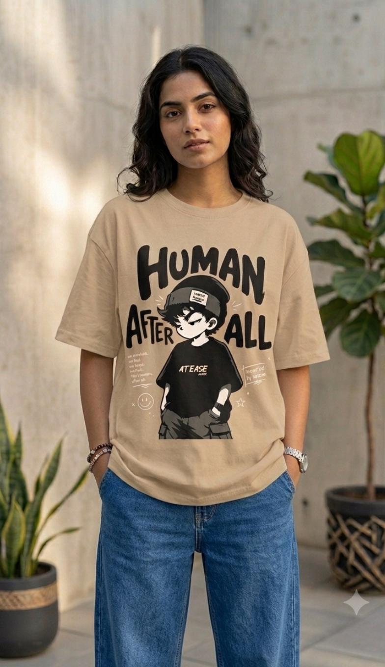 Human After All - Beige Unisex Graphic T-Shirt