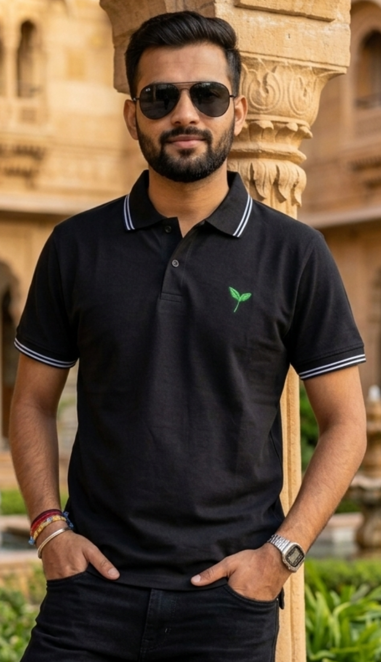 Signature Black Polo Neck Tee