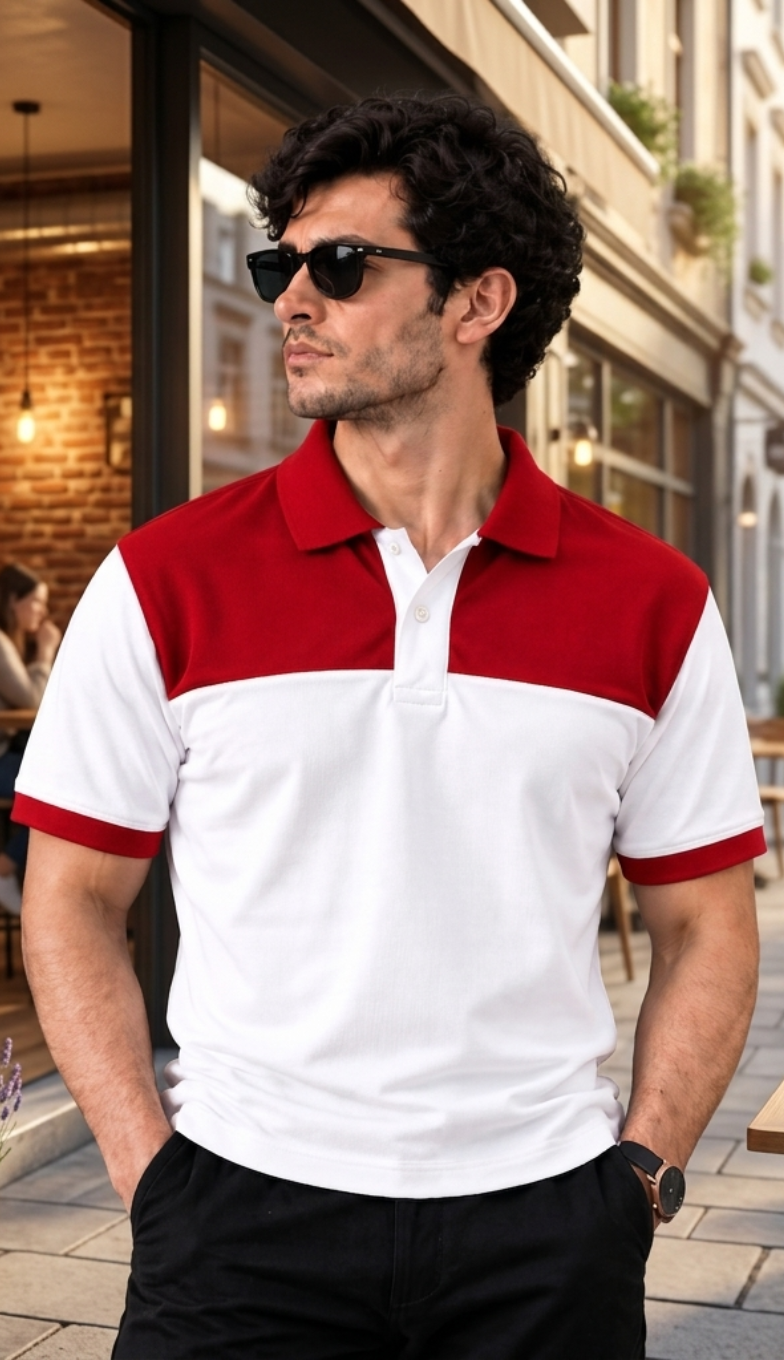 Premium Red-White Duo Polo