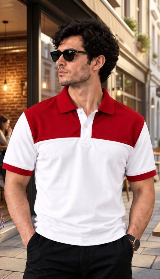 Premium Red-White Duo Polo