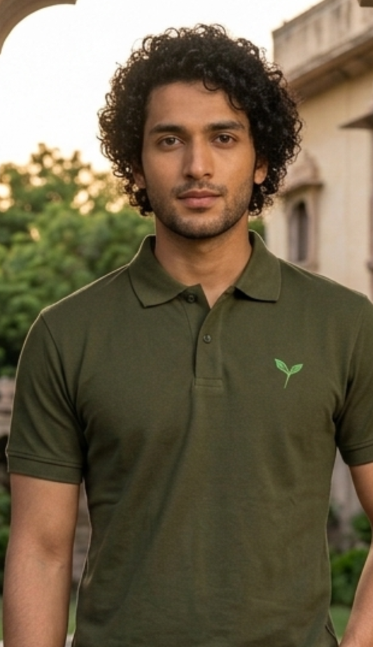 Signature Olive Polo Neck Tee