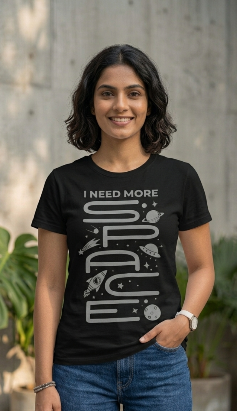 I Need More Space - Black Unisex Graphic T-Shirt