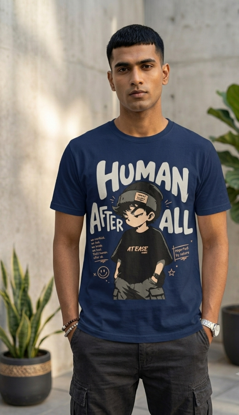 Human After All - Navy Blue Unisex Graphic T-Shirt