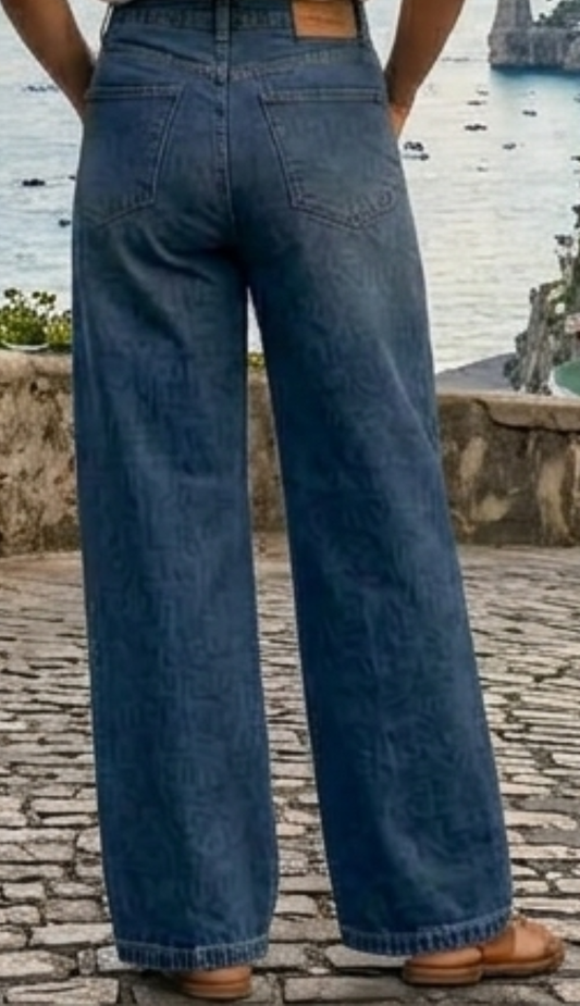Wide-Leg Jeans - Dark Blue (Non-Lycra)