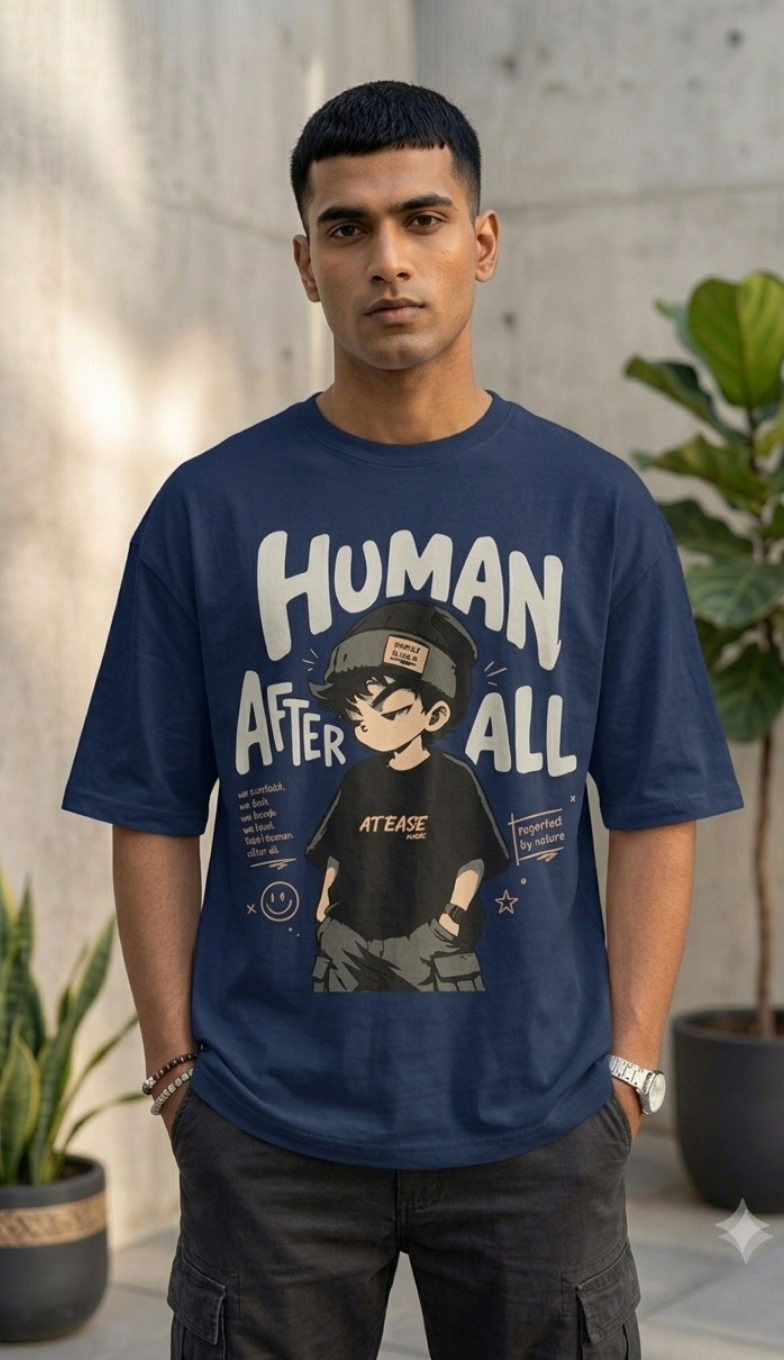 Human After All - Navy Blue Unisex Graphic T-Shirt
