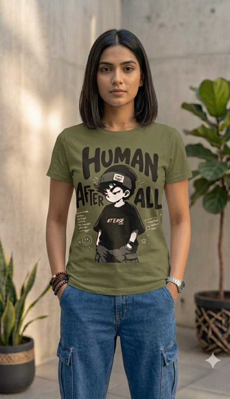 Human After All - Olive Unisex Graphic T-Shirt