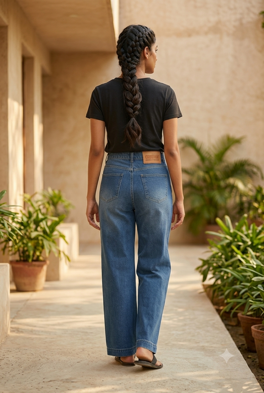 Cotton Heavy Wide-Leg Jeans — Non-Lycra