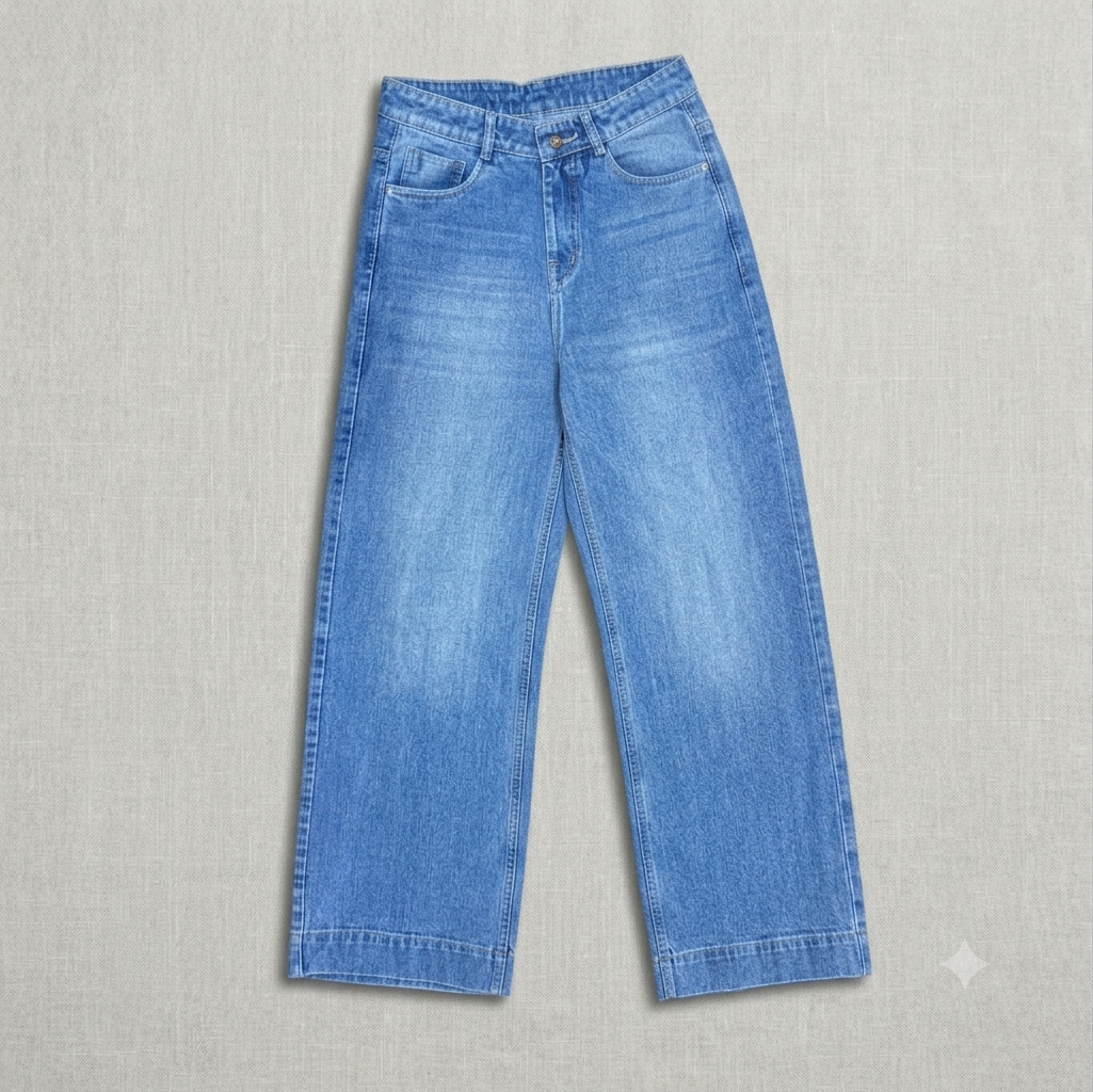 Cotton Heavy Wide-Leg Jeans — Non-Lycra