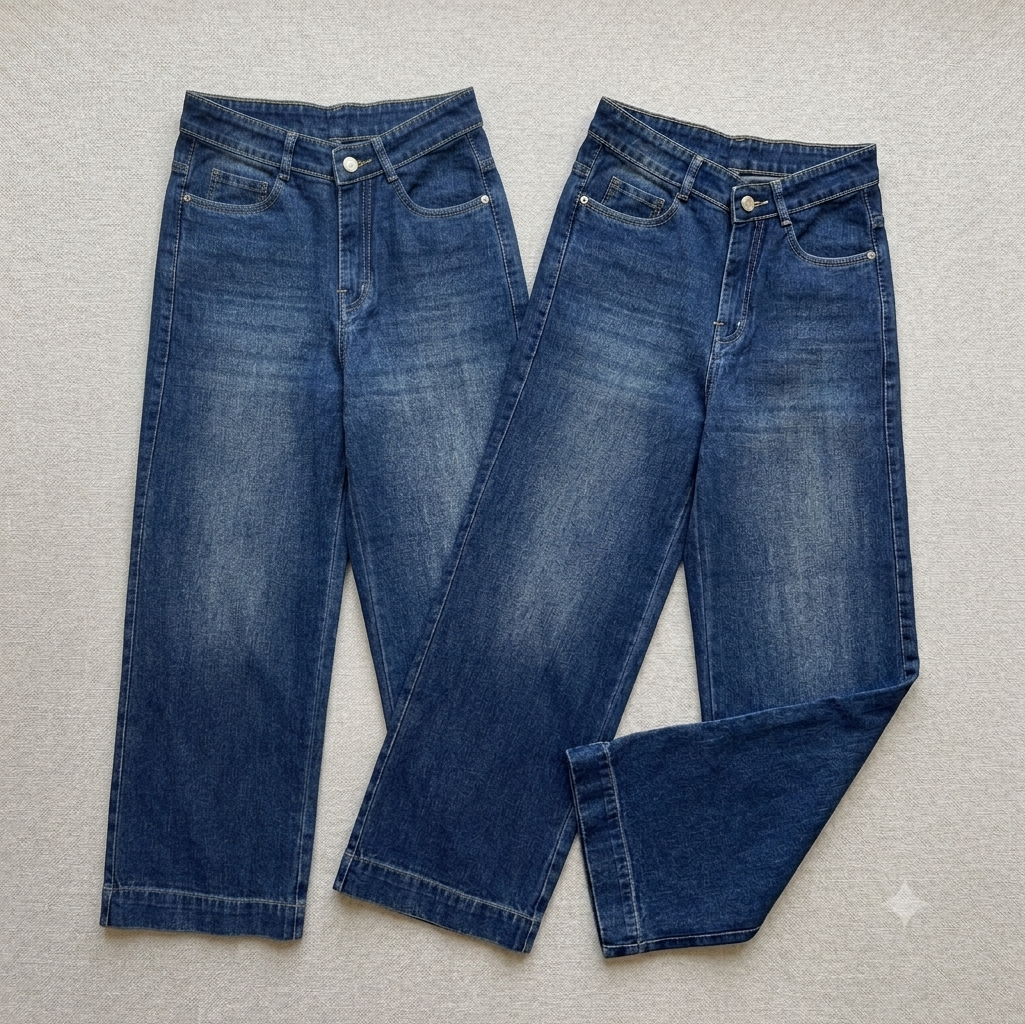 Cotton Heavy Wide-Leg Jeans — Non-Lycra